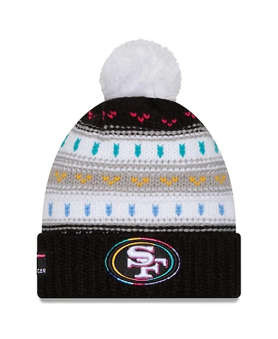 New Era Women's Black San Francisco 49ers 2025 Nfl Crucial Catch Cuffed Knit with Pom Hat