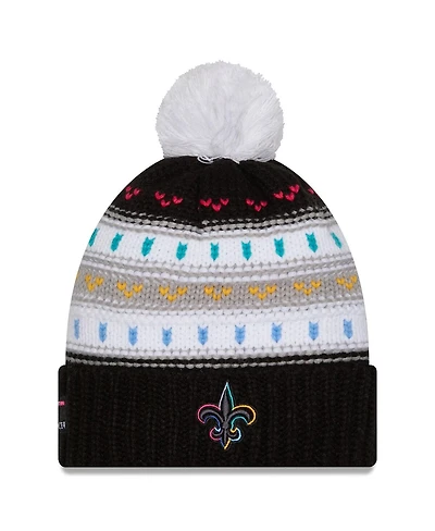 New Era Women's Black New Orleans Saints 2025 Nfl Crucial Catch Cuffed Knit with Pom Hat