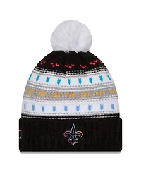 New Era Women's Black New Orleans Saints 2025 Nfl Crucial Catch Cuffed Knit with Pom Hat