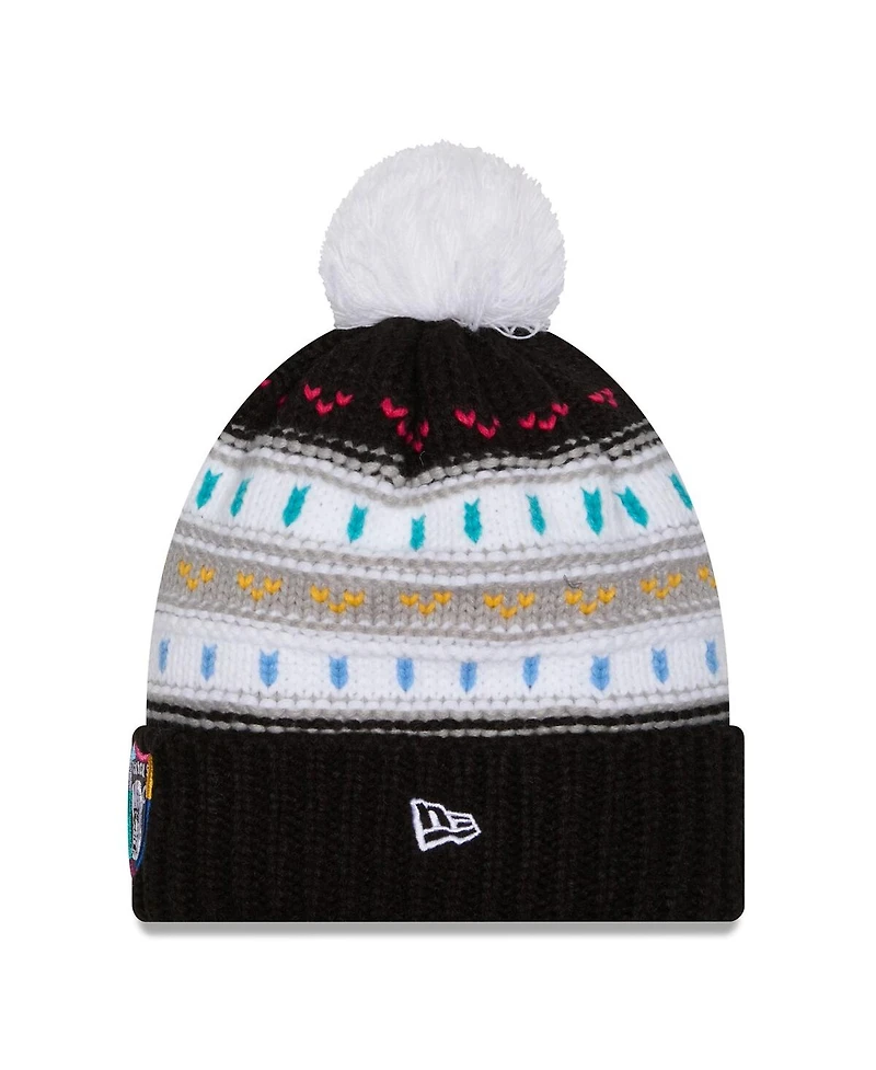 New Era Women's Black Las Vegas Raiders 2025 Nfl Crucial Catch Cuffed Knit with Pom Hat