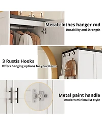 Likimio Wardrobe with Large Mirror, 2 Doors, 2 Drawers, and 2 Shelves, White