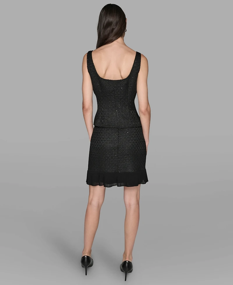 Karl Lagerfeld Paris Women's Novelty Button-Detail Top