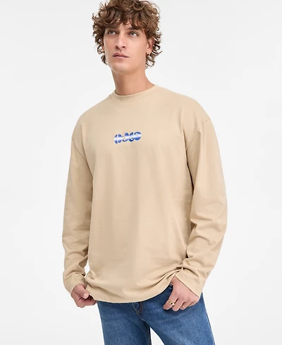 Hugo Boss Men's Nifting Logo Long-Sleeve Cotton T-Shirt