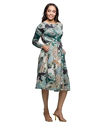 24seven Comfort Apparel Women's Long Sleeve Midi Dress