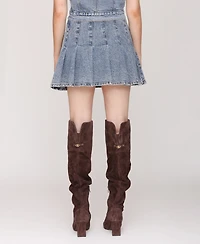 Avec Les Filles Women's Pleated Skater Mini Skirt