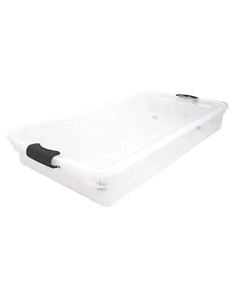 Homz 60 Quart Underbed Storage Container Bins with Latching Lid, Clear (2 Pack