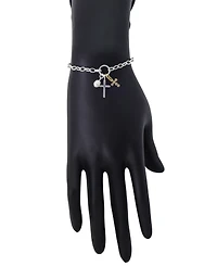Unwritten Cubic Zirconia and Cultivated Pearl Faith Cluster Charm Bracelet
