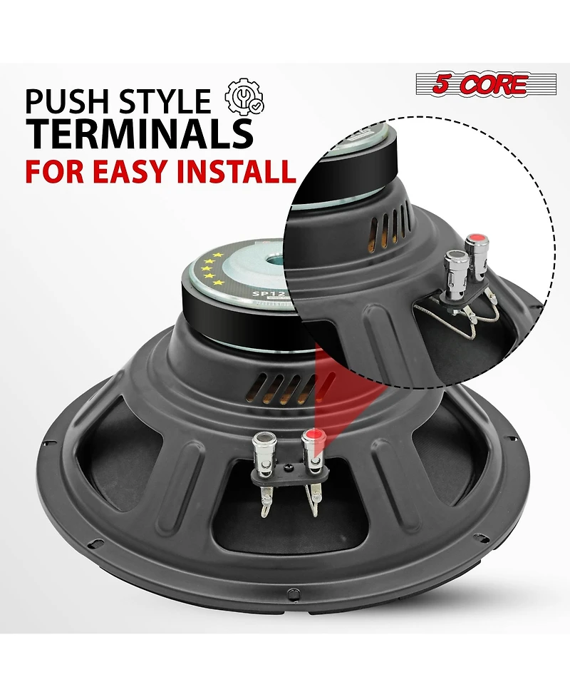 5 Core 12 Inch Speaker 200W Car Loudspeaker 4 Ohm Replacement Driver w 30 Oz Y30 Magnet for Vehicle - Sp 12120 4OHMS