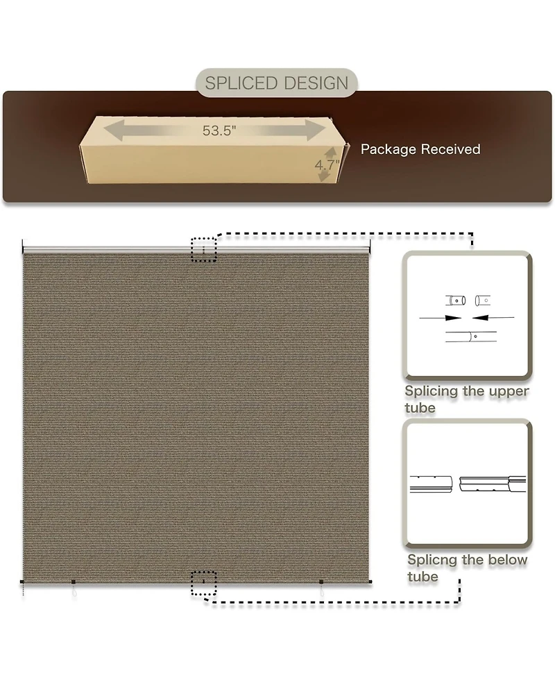 Aecojoy Outdoor Roller Shade, 8'(W) x6'(H) Sun Shade Cover Canopy