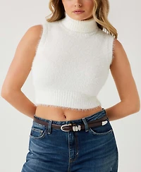 Guess Women's Mei Turtleneck Cropped Sweater Top