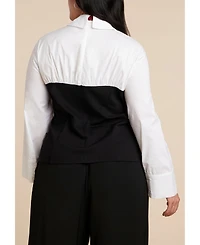 Eloquii Women's Plus Bustier Button Up Twofer