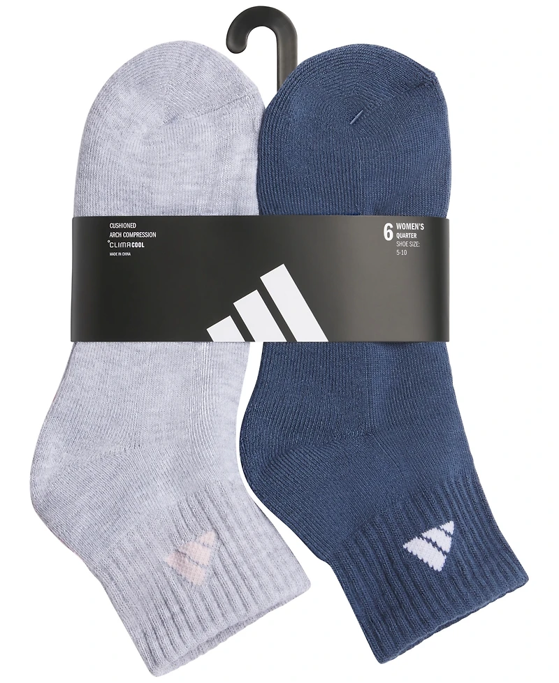 adidas Women's Athletic Cushioned Quarter Socks, Pack of 6