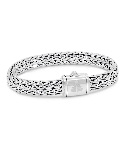 Devata Dragon Bone Oval 9mm Chain Bracelet in Sterling Silver, Large 8.0 in
