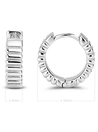 Devata Ribbed Hoop Earrings in Rhodium Plated Sterling Silver