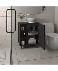 Depot E-Shop Dobson Vanity Sink, 1 Door, 4 Legs, 5 Shelves, White
