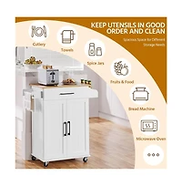 Yaheetech 35" H Rolling Kitchen Island Cart with Spice Rack