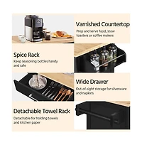 Yaheetech 35" H Rolling Kitchen Island Cart with Spice Rack