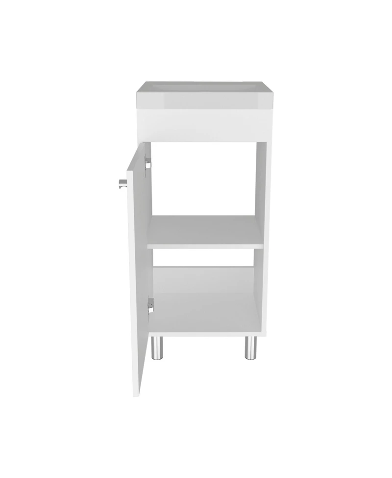Depot E-Shop Valdez Bathroom Vanity, 1 Door, 4 Legs, 2 Shelves, White