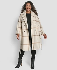 Dkny Plus Belted Notch Collar Coat