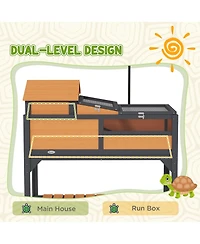 PawHut Tortoise Habitat with Adjustable Lamp Holder, Storage Shelf,