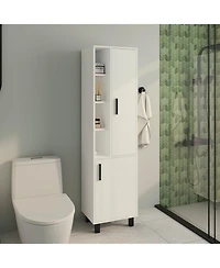 Depot E-Shop Nicut Storage Cabinet, 2 Doors, 9 Shelves, 4 Legs, White