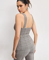 Good American Women's Plaid Sleeveless Vest