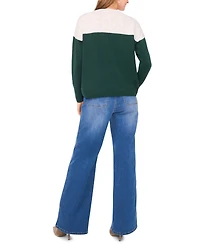 Vince Camuto Women's Cozy Extended Shoulder Color Blocked Sweater