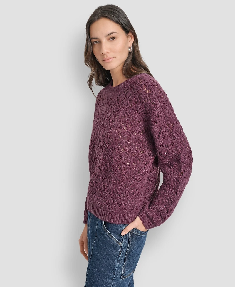 Dkny Jeans Petite Pointelle Crewneck Sweater