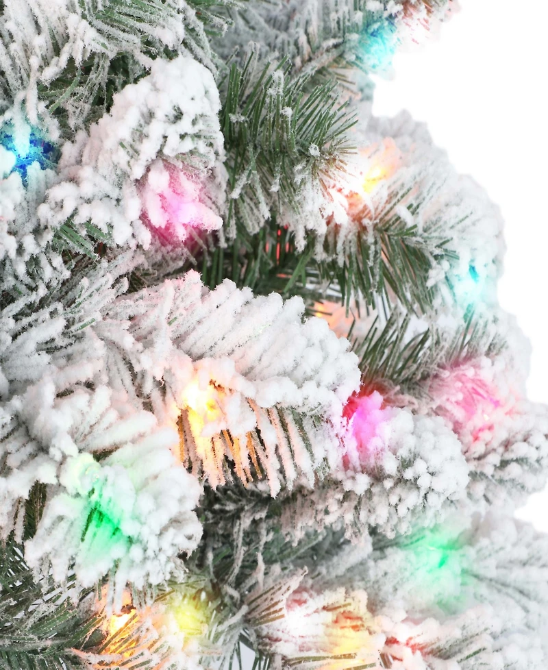 Puleo 6.5FT Pre-Lit Flocked Vancouver Pine Tree