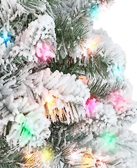 Puleo 6.5FT Pre-Lit Flocked Vancouver Pine Tree