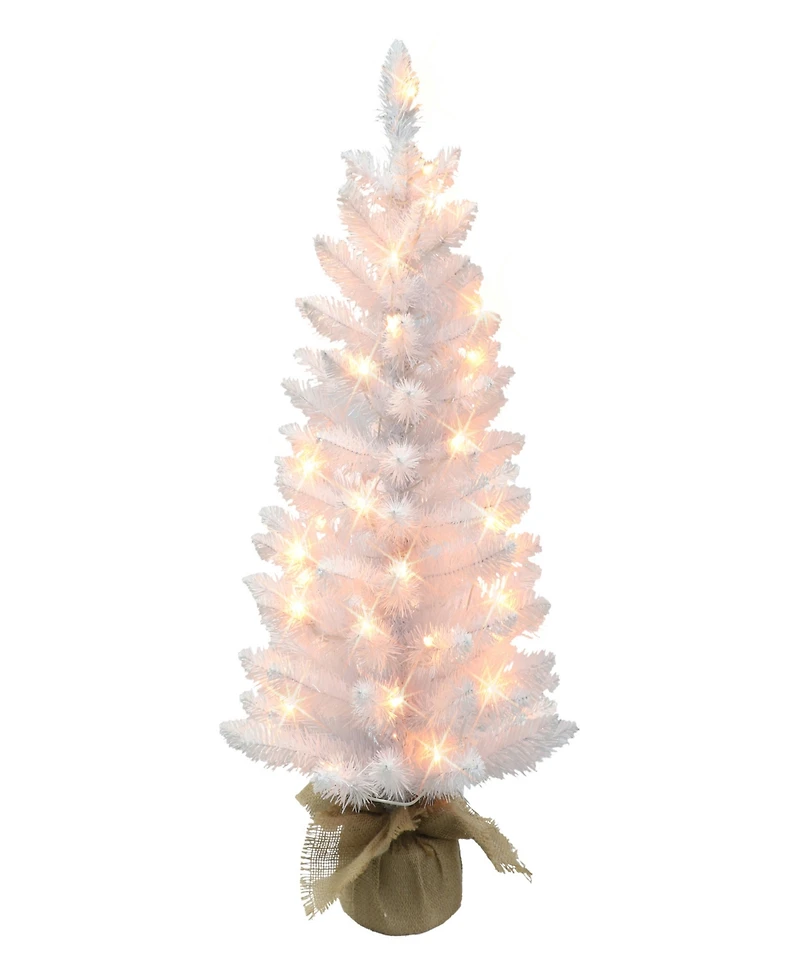 3' Pre-Lit Tree with 50 Underwriters Laboratories Clear Incandescent Lights and Burlap Base, 97 Tips