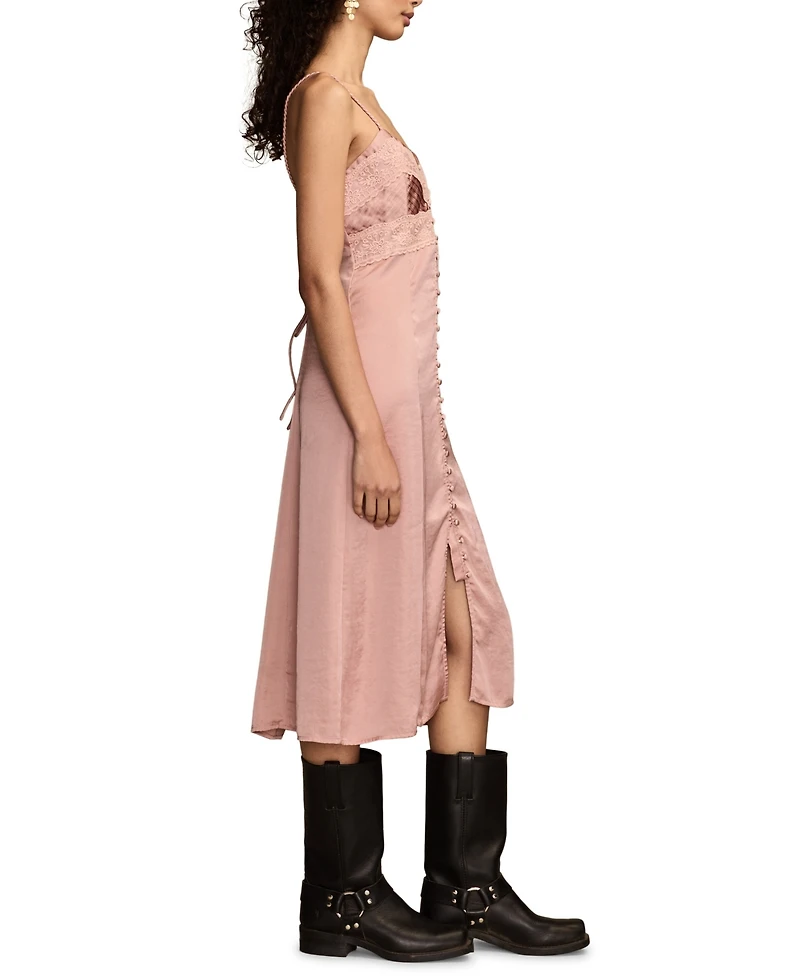 Lucky Brand Women's Lace Up Sleeveless Midi Dress