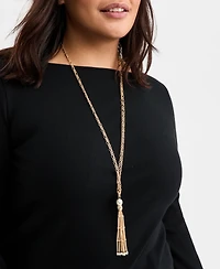 On 34th Imitation Pearl Chain Tassel Lariat Necklace, 36" + 3" extender, Macy's Exclusive
