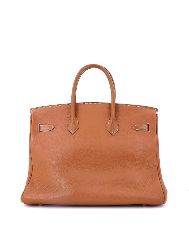 Pre-Owned Hermes Birkin 35 Handbag Brown Clemence with Gold Hardware