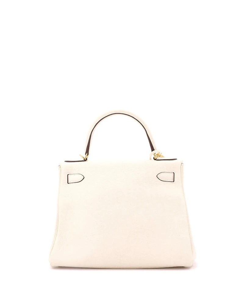 Pre-Owned Hermes Kelly 28 Handbag Light Clemence with Gold Hardware