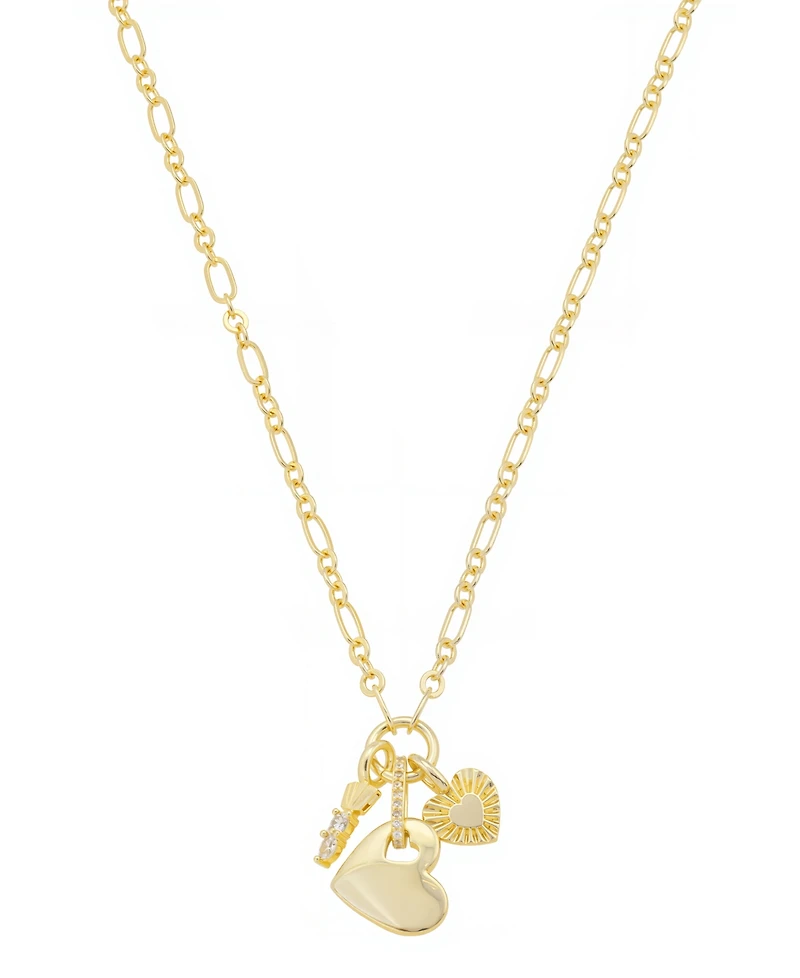 Unwritten Cubic Zirconia Key and Heart Link Pendant Necklace