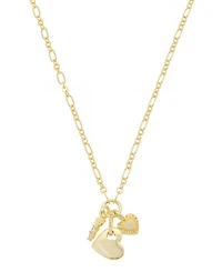 Unwritten Cubic Zirconia Key and Heart Link Pendant Necklace