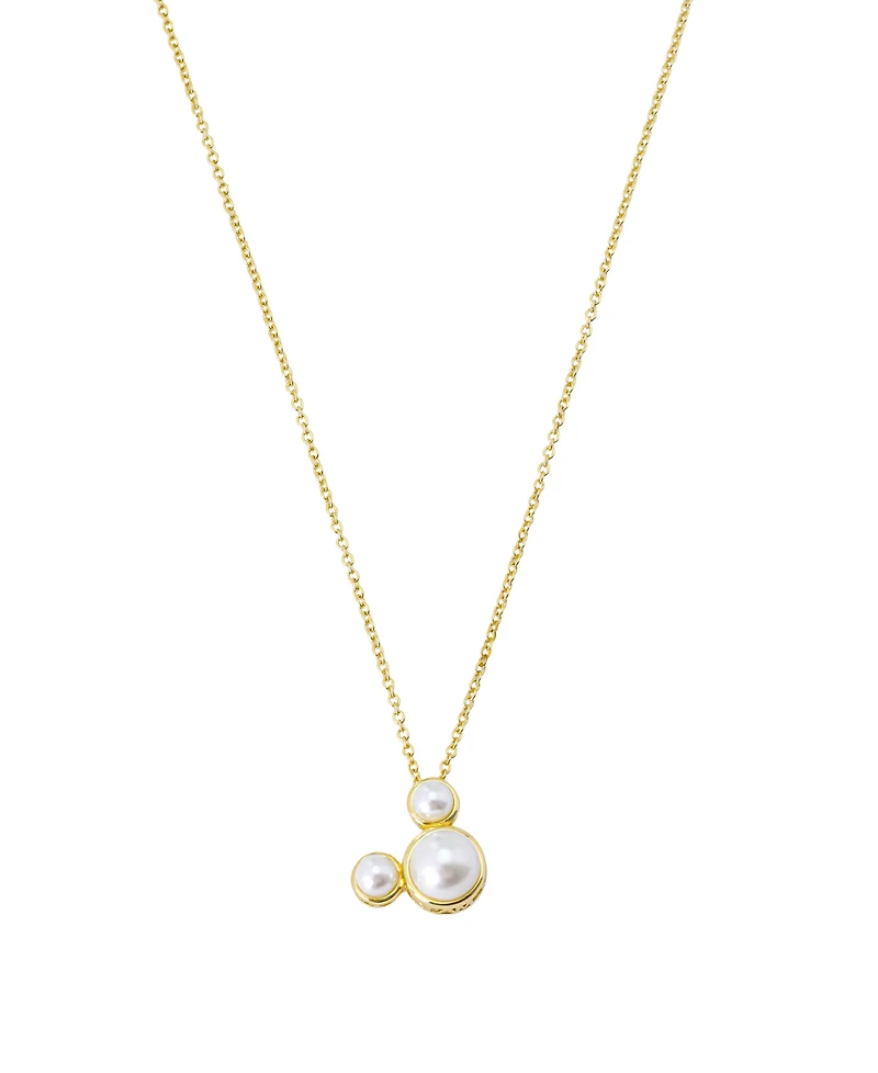 Disney Glass Cultivated Pearl Mickey Pendant Necklace and Hoop Earring Set
