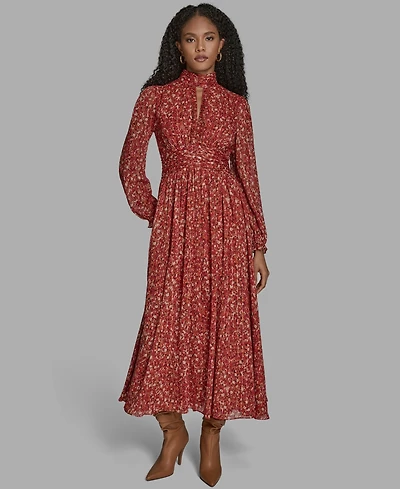 Bcbg Women's High Neck Keyhole Midi Dress