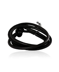 Lucky Brand Mens Black Leather Anchor Wrap Bracelet with Adjustable Fit