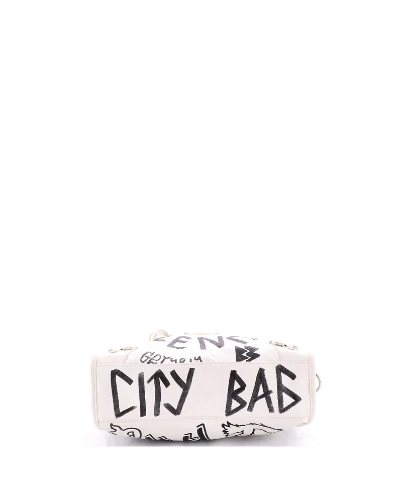 Pre-Owned Balenciaga Small City Graffiti Classic Studs Bag Leather