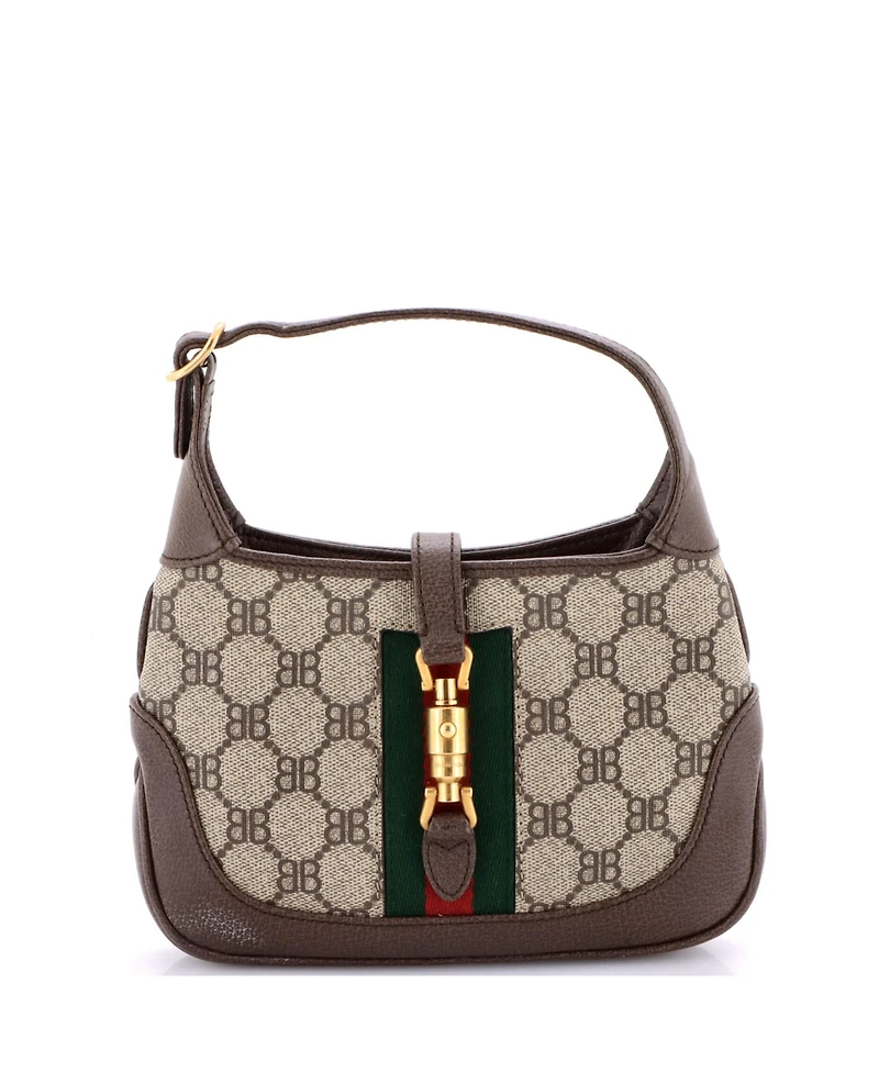 Pre-Owned Balenciaga Mini x Gucci The Hacker Project Jackie 1961 Hobo Bb Coated Canvas