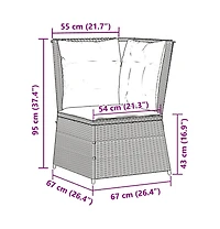 Patio Sofa Black Pe rattan Compact Adjustable Feet Patio Sofa