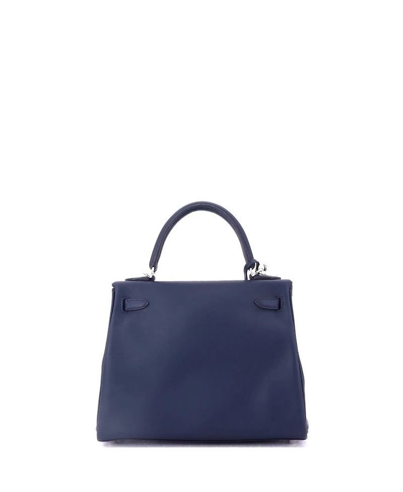 Pre-Owned Hermes Kelly 25 Handbag Swift with Palladium Hardware