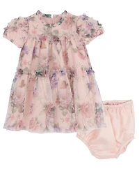 Rare Editions Baby Girls Floral Babydoll Social Short Sleeve Dress
