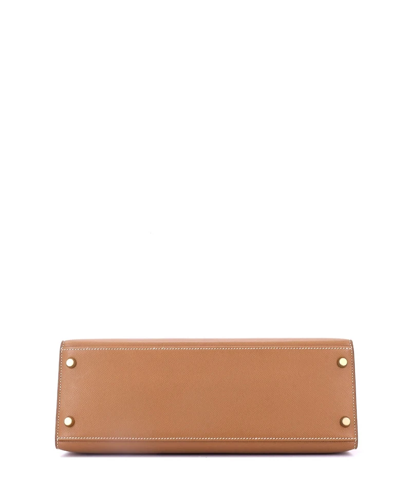 Pre-Owned Hermes Kelly 32 Handbag Brown Courchevel with Gold Hardware