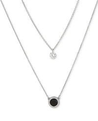 Dkny Silver-Tone Cubic Zirconia Inlay 2 Row Pendant Necklace