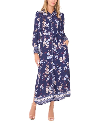 Vince Camuto Women's Tie-Waist Long Sleeve Shirtdress