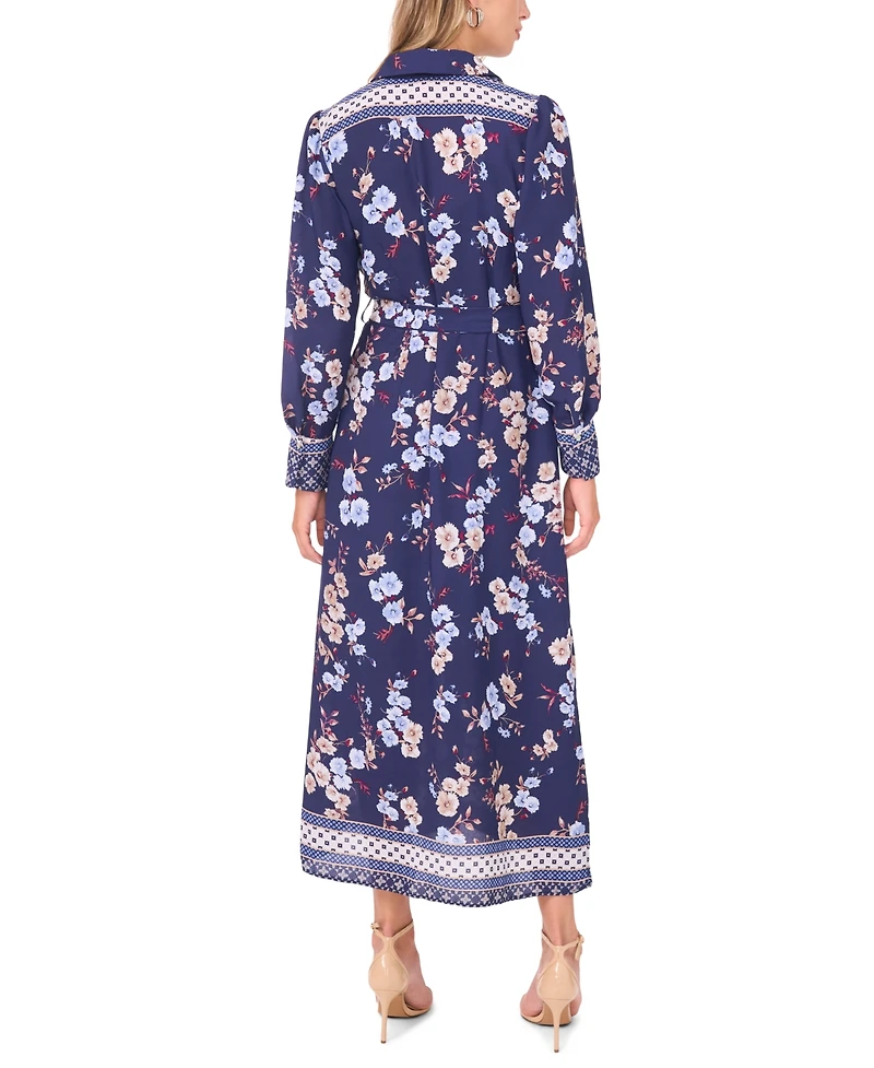 Vince Camuto Women's Tie-Waist Long Sleeve Shirtdress