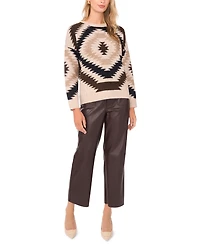Vince Camuto Women's Aztec Pattern Crewneck Sweater
